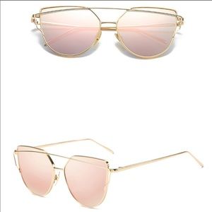 Cat Eye Reflective Pink Mirror Sunglasses